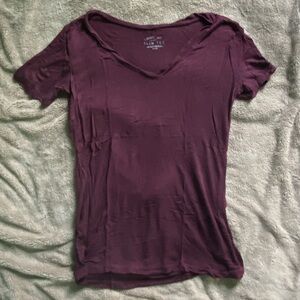 Aeropostale Women's V-Neck Burgundy T Shirt